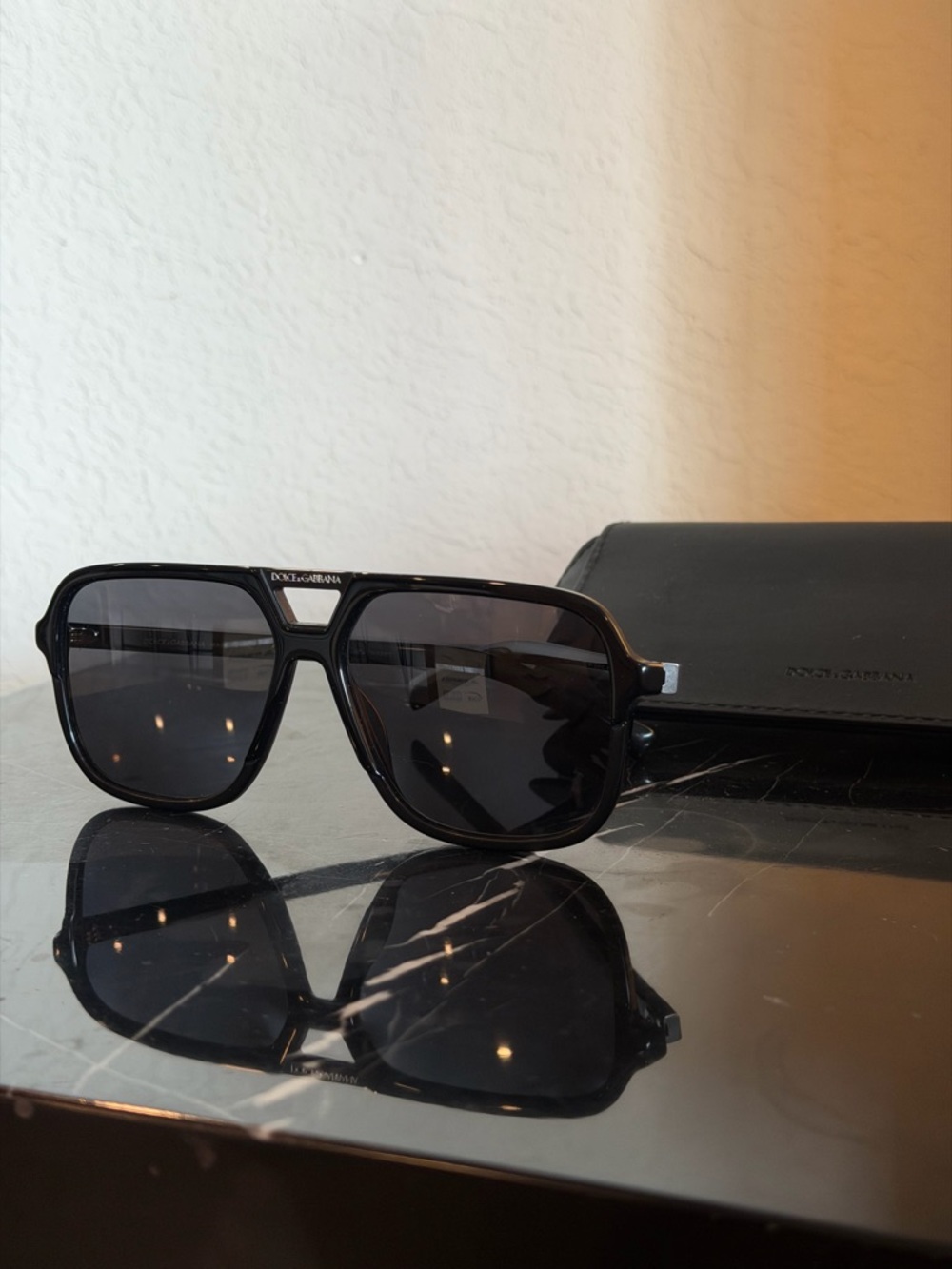 Dolce & Gabbana Black Oversized Aviator Sunglasses